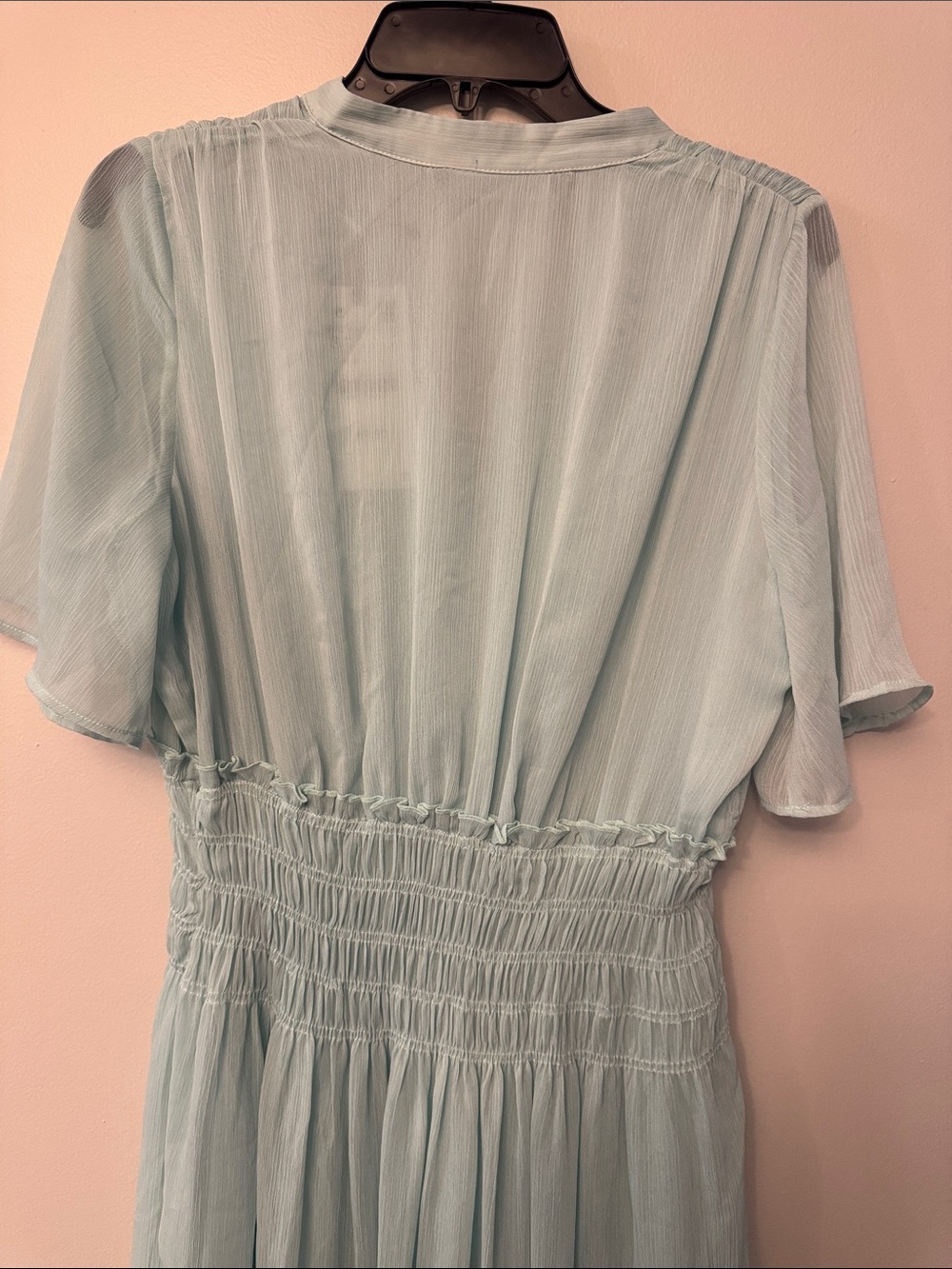 NWT Zara Elastic Detail V-neck midi button Dress Mint color - Picture 5 of 8